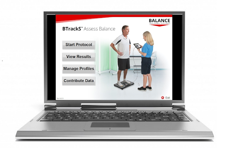 BTrackS Assess Balance software on a laptop